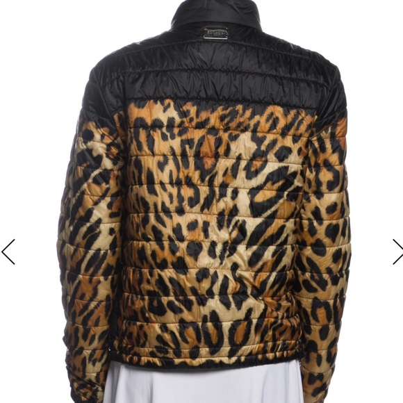 Escada Black and Animal Print Leopard Quilted puffer Jacket 36 / 4-6 / M - Picture 7 of 7
